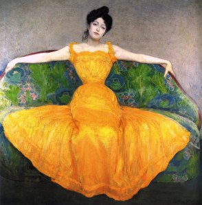 Mujer con vestido amarillo | Max Kurzweil | 1899
