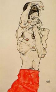 Desnudo masculino con taparrabos rojo | Egon Schiele | 1914